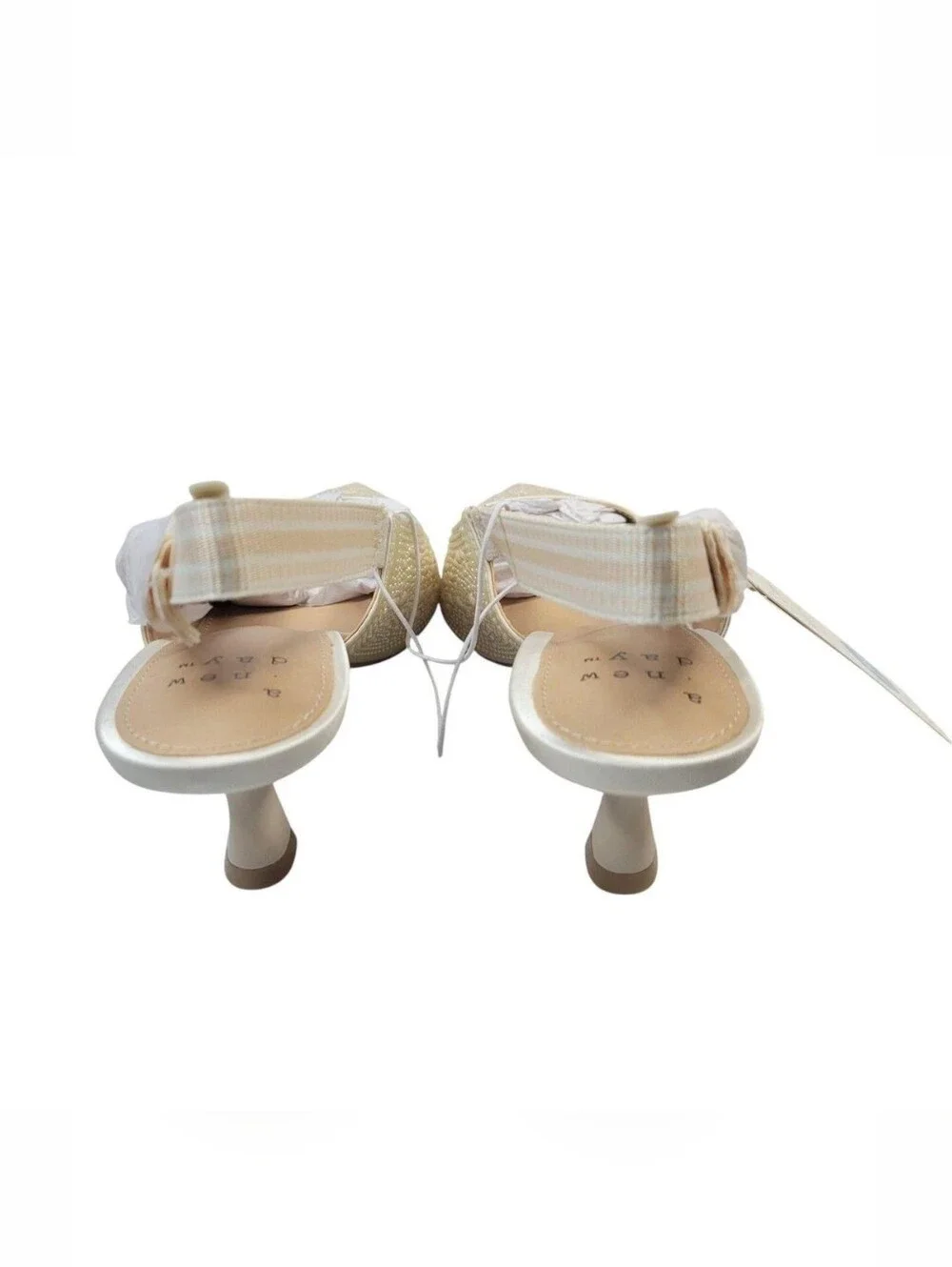 A New Day Cream Pearl-Embellished Pointed Slingback Kitten Heels